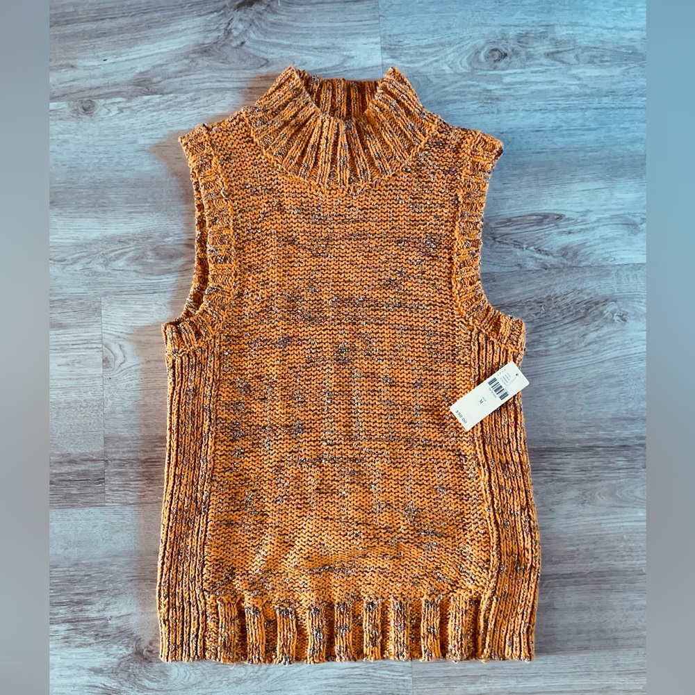 NWT Anthropologie Sleeveless Sunrise Knit Sweater Mustard Yellow Size M